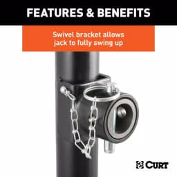 CURT Pipe-Mount Swivel Trailer Jack with Top Handle, 2,000 lbs. Capacity, 10 in. Travel thumbnail 2