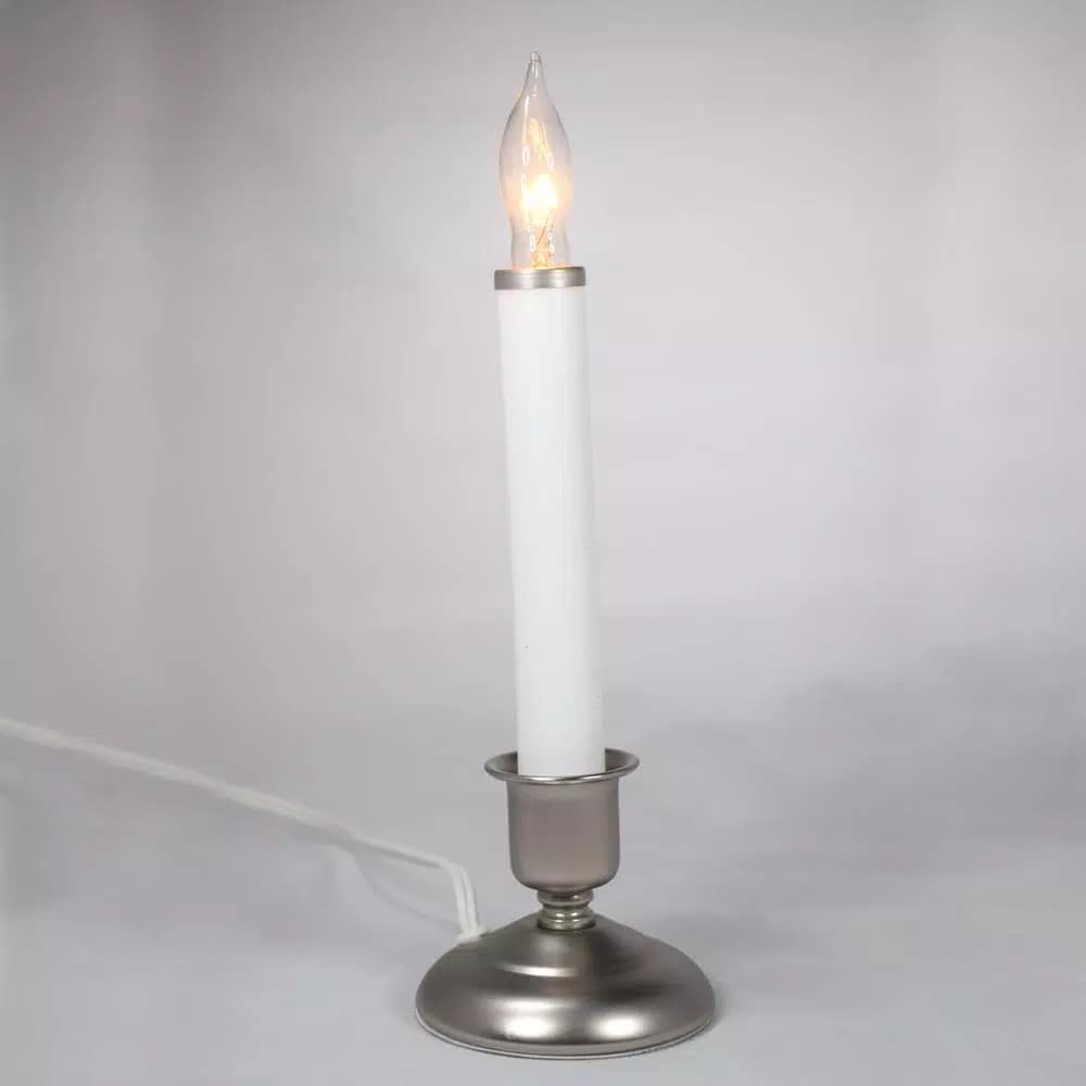 Unbranded 9 in. Electric Christmas Window Candles with Pewter Metal Base, Set of 4