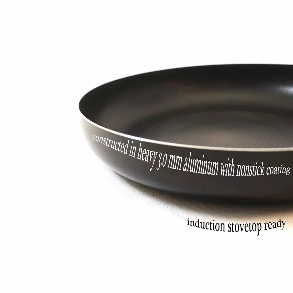 ExcelSteel Professional 12 in. Aluminum Nonstick Frying Pan with Induction Base, Black
