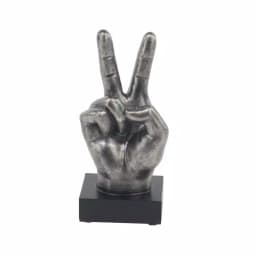 LITTON LANE Modern Reflections Hand Sign Polystone Sculpture Set, Silver Distressed Finish (Set of 3) thumbnail 7