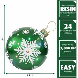 Fraser Hill Farm 1.5 ft. 24-Light LED Jeweled Ball Ornament with Snowflake Design thumbnail 2