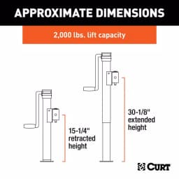 CURT Pipe-Mount Swivel Trailer Jack with Side Handle, 2,000 lbs. Capacity, 15 in. Travel thumbnail 6