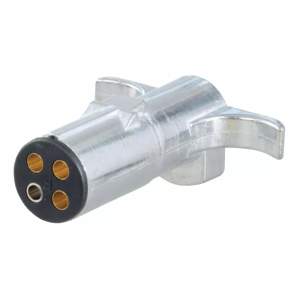 CURT 4-Way Round Trailer Connector Plug, Male End, Die-Cast Metal