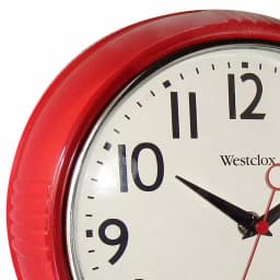 Westclox 9.5 in. Red Retro Wall Clock with Chrome Bezel and Quartz Movement thumbnail 3