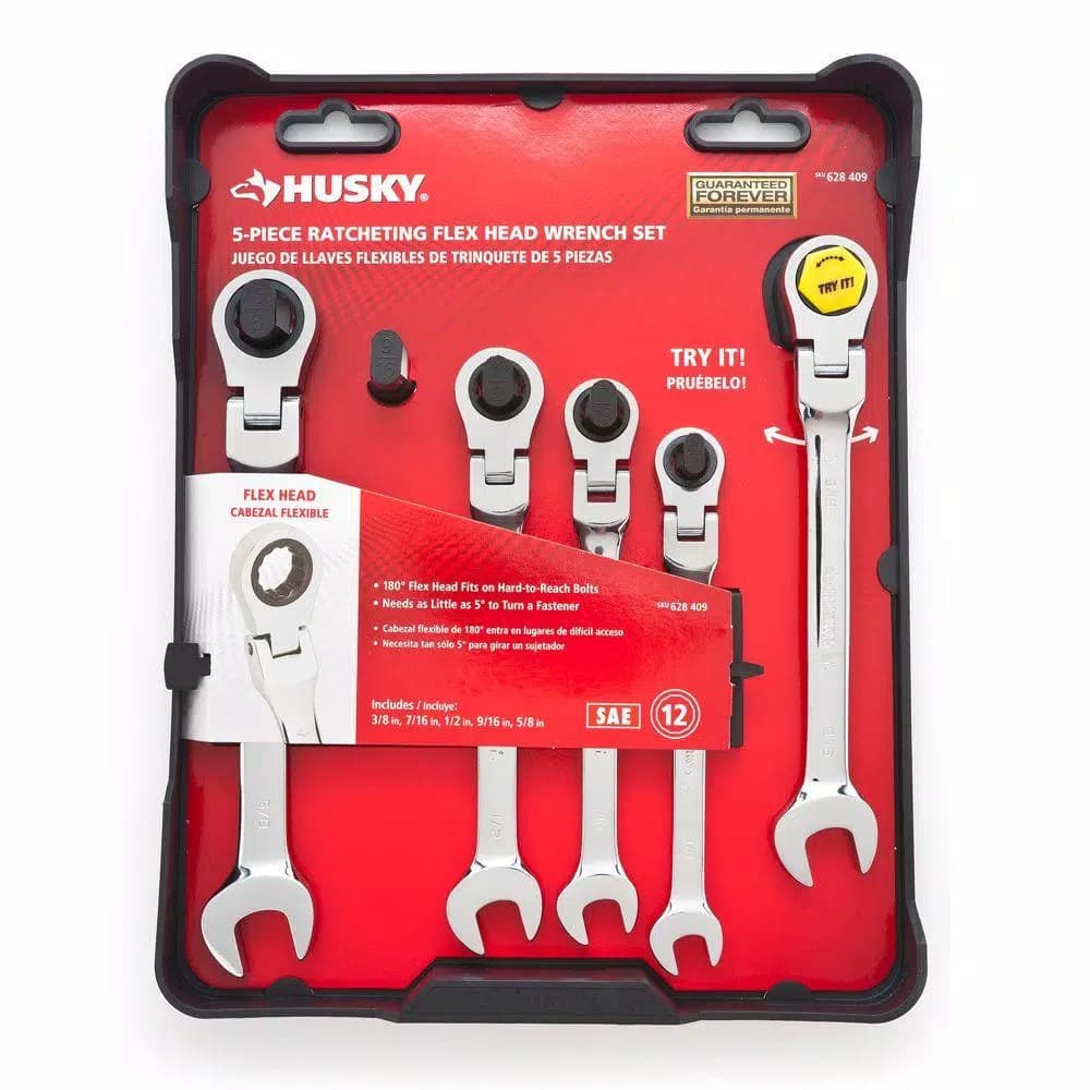 Husky SAE Flex Ratcheting Combination Wrench Set, 5-Piece