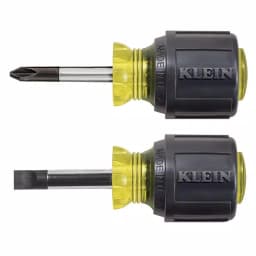 Klein Tools 2-Piece Stubby Screwdriver Set with Cushion Grip Handles - Phillips and Cabinet Tip thumbnail 1