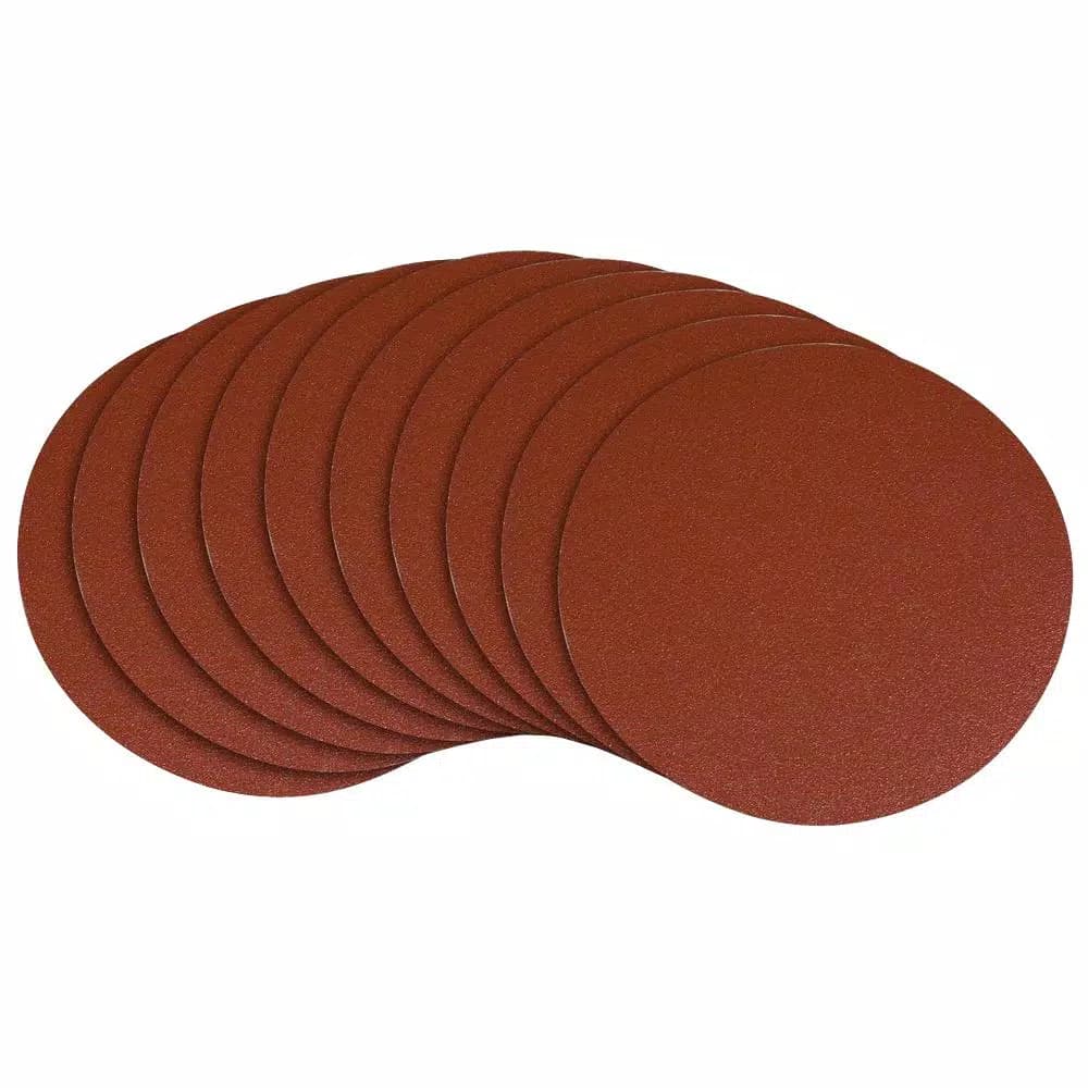 POWERTEC 12 in. 80 Grit Aluminum Oxide PSA Sanding Discs, 10-Pack