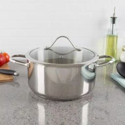 Classic Cuisine 6 Qt. Stainless Steel Stock Pot with Tempered Glass Lid thumbnail 2