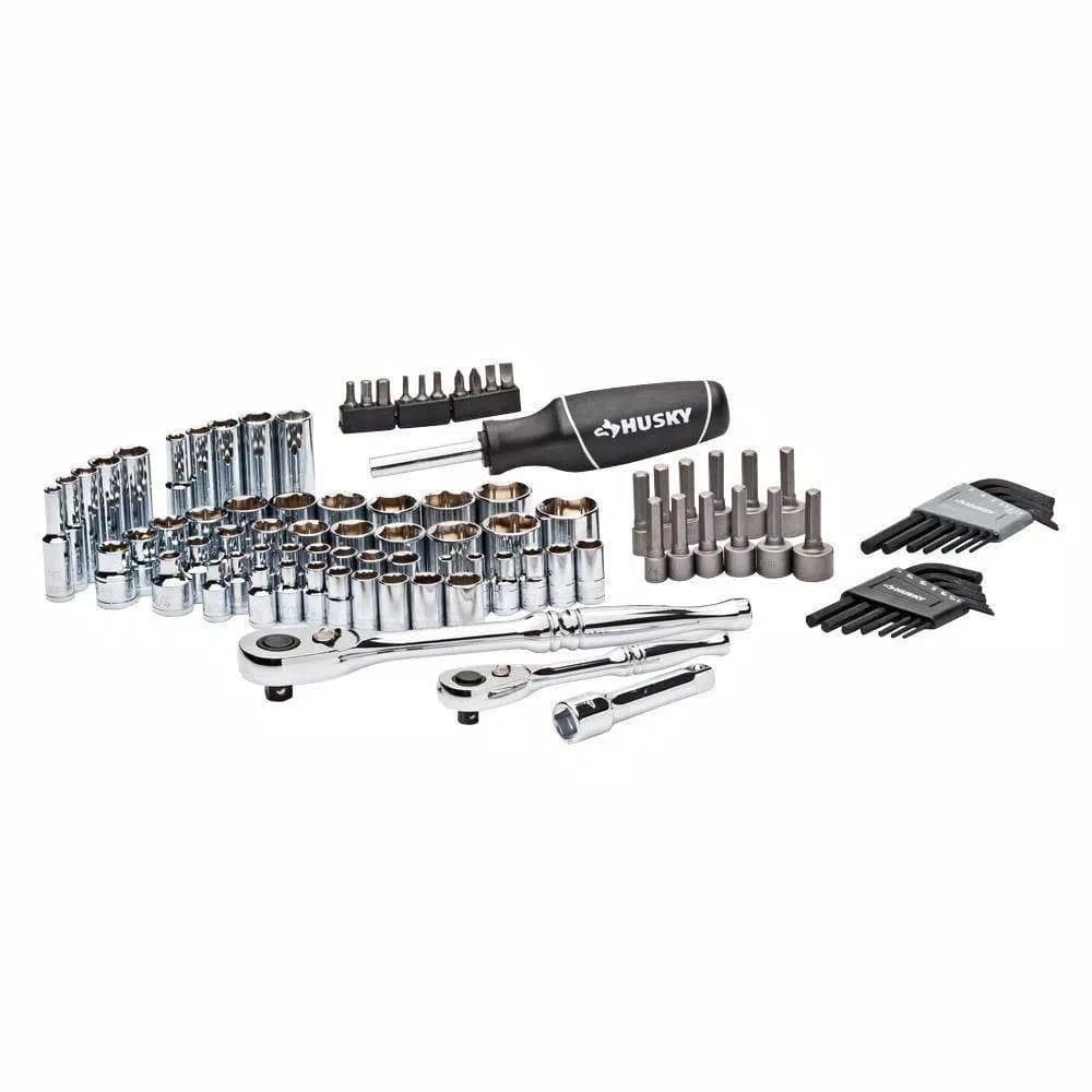 Husky 92-Piece Mechanics Tool Set with 1/4 in. and 3/8 in. Drive Ratchets and Sockets