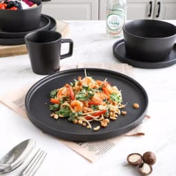 Stone Lain 16-Piece Modern Black Matte Stoneware Dinnerware Set for 4 thumbnail 6