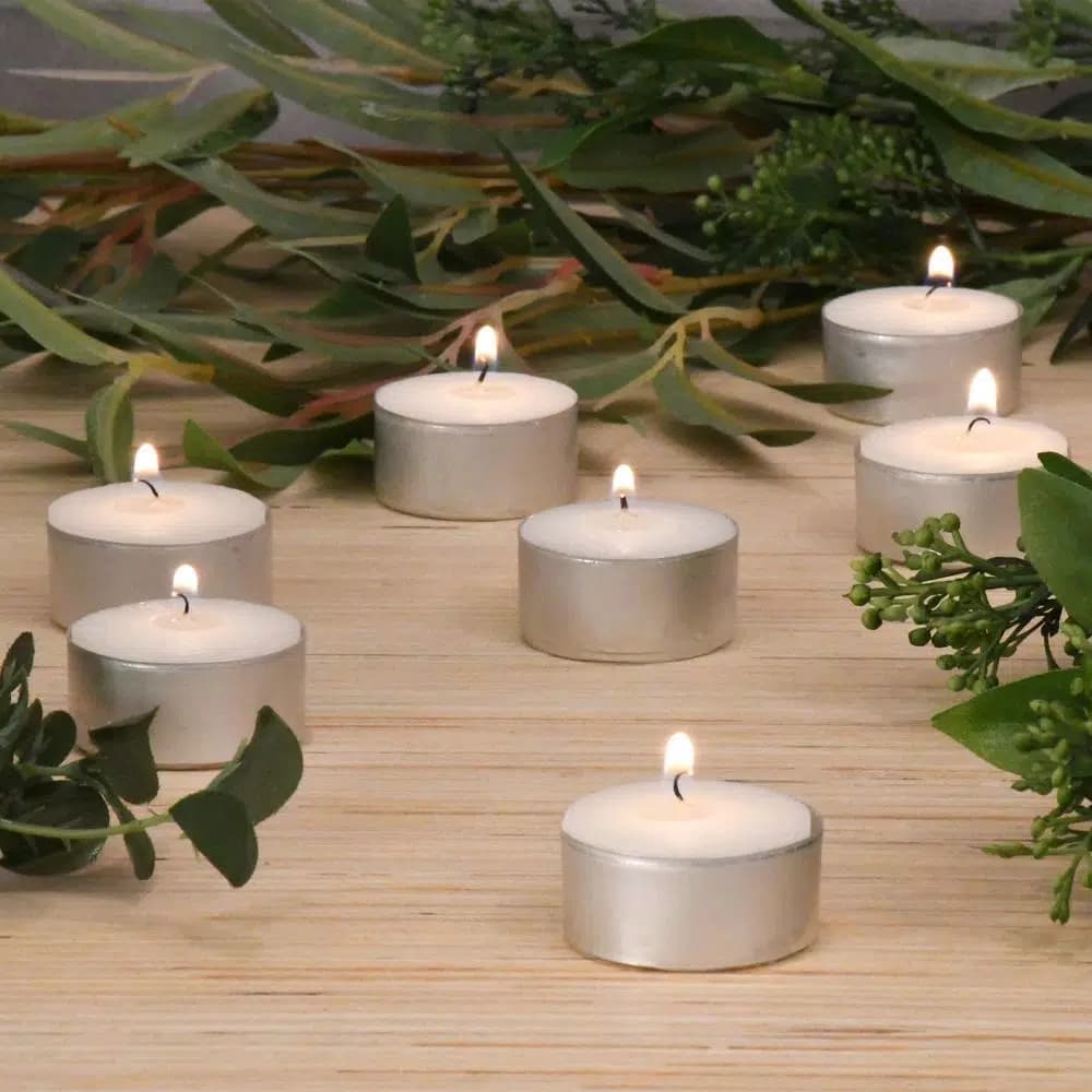 LUMABASE Extended Burn Unscented Tea Light Candles, 100-Count