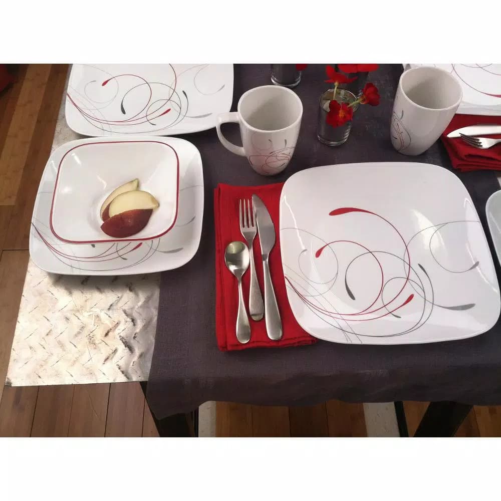 Corelle Square 16-Piece Splendor Glass Dinnerware Set, Service for 4
