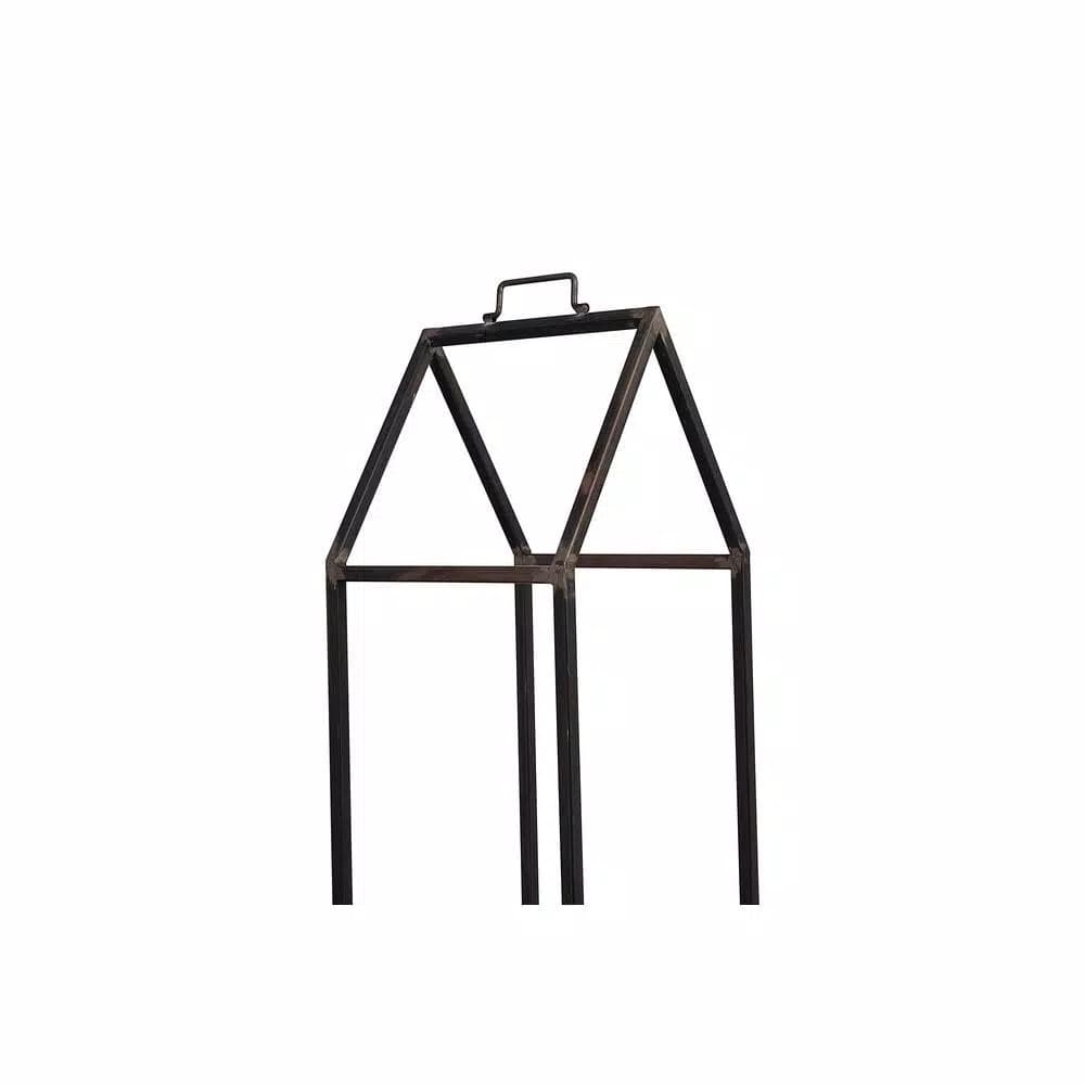 3R Studios House Shaped Metal Log Holder - Black Distressed Iron Firewood Storage