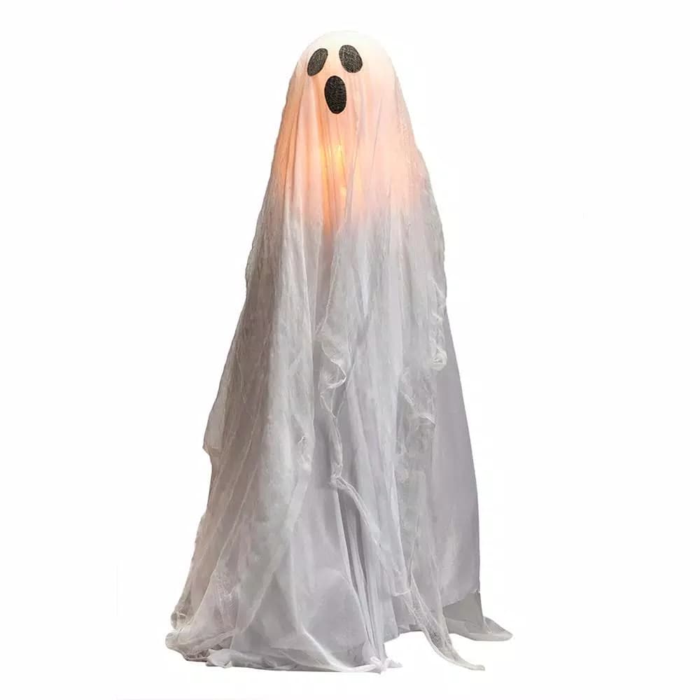 Unbranded 35 in. Glowing Ghost on Stake - Lighted Halloween Outdoor Standing Decoration