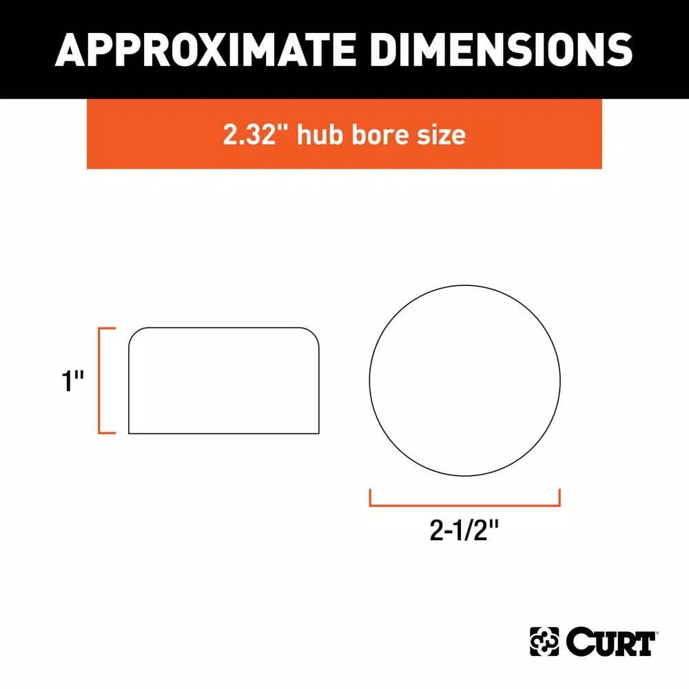 CURT 2.32" Bearing Protector Dust Covers, Gray Plastic (2-Pack)