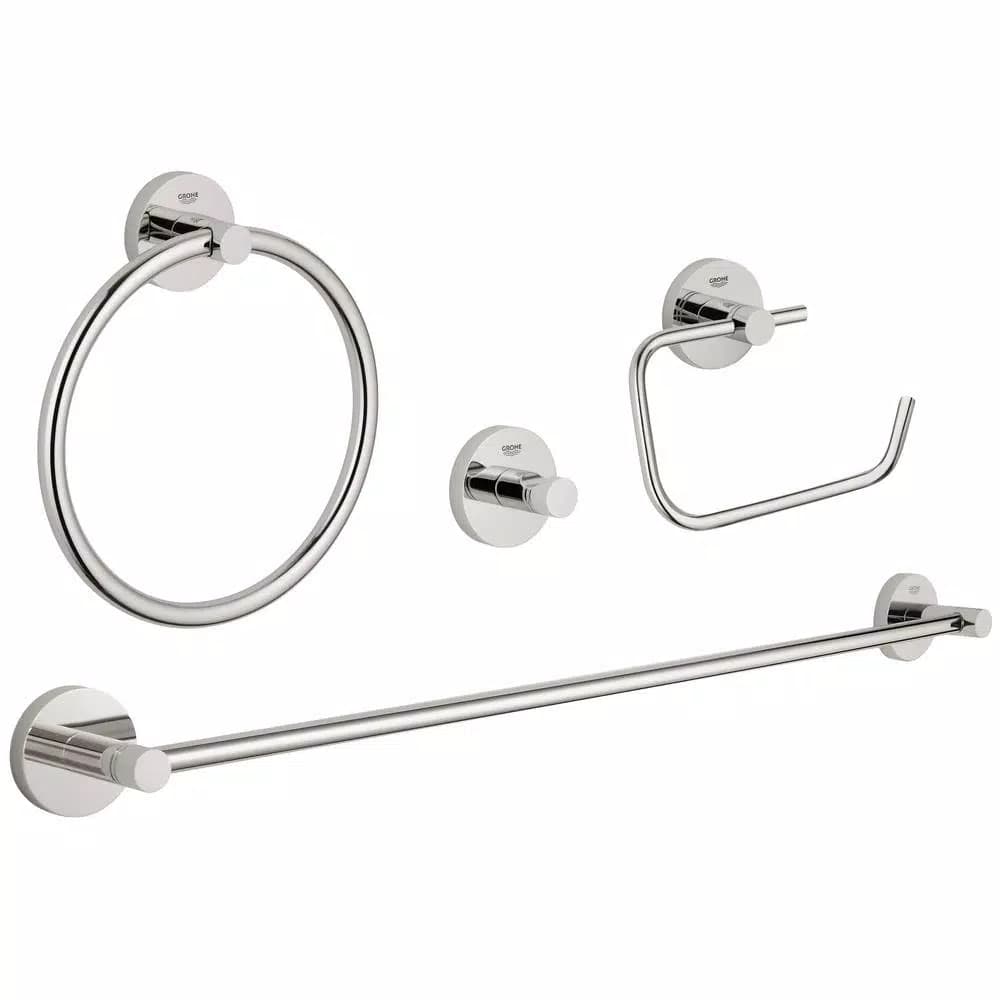 GROHE Essentials 4-Piece Bath Hardware Set in StarLight Chrome