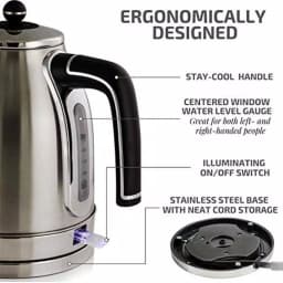 Ovente KS777 1.7L Stainless Steel Electric Kettle, 1500W Rapid Boil with Auto Shut-Off thumbnail 4