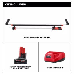 Milwaukee M12 12V Cordless LED Underhood Light Kit with 4.0Ah Battery and Charger thumbnail 2