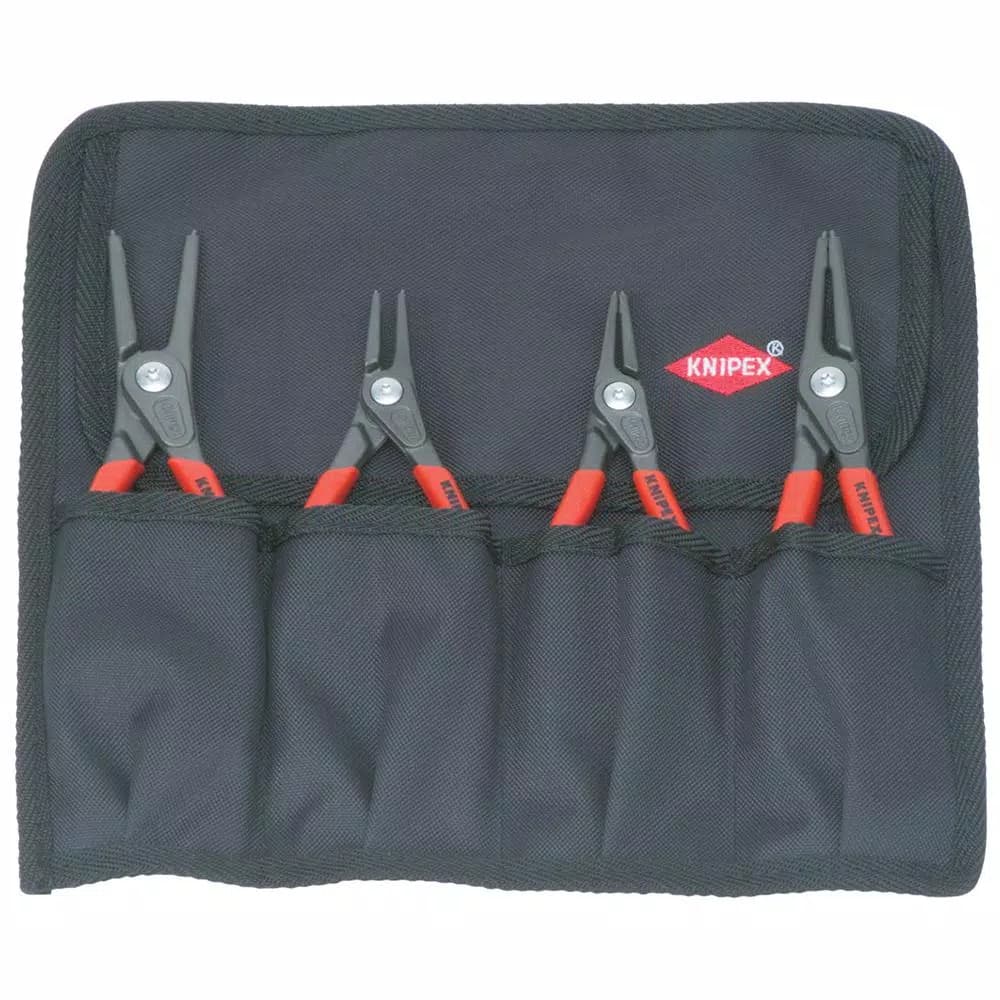 KNIPEX 4-Piece Precision Snap Ring Pliers Set with Tool Roll