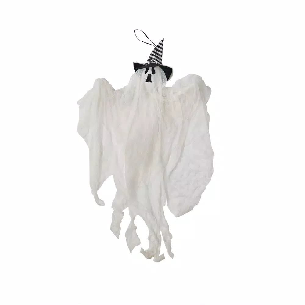 Worth Imports 57 in. Halloween Hanging Ghost Decor with Black and White Hat (Set of 2)