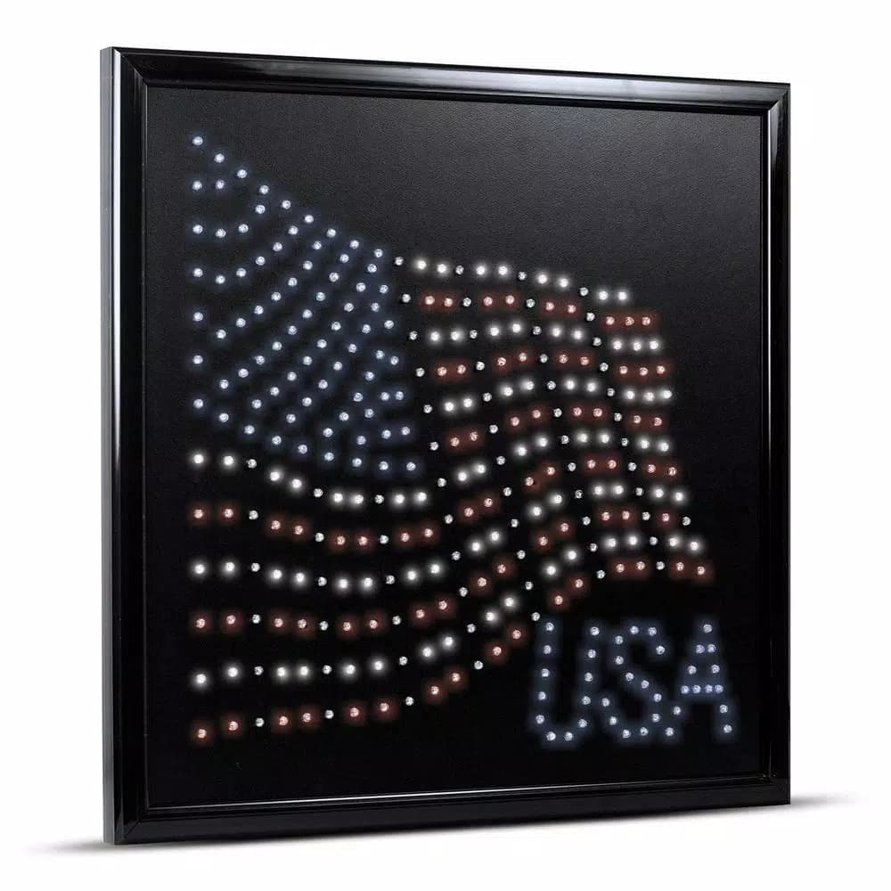 Crystal Art Gallery USA American Flag Framed LED Sign - Animated Patriotic Wall Art