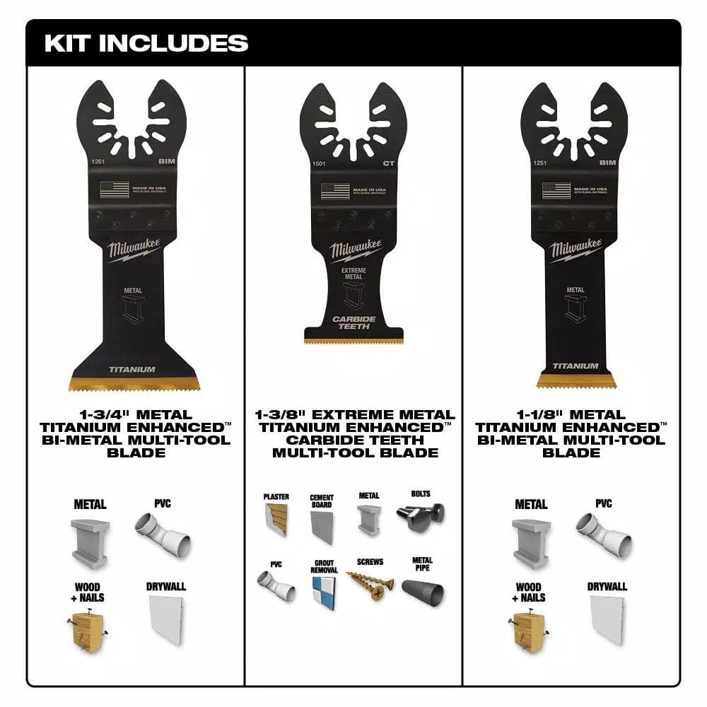 Milwaukee OPEN-LOK 3-Piece Metal Oscillating Multi-Tool Blade Kit