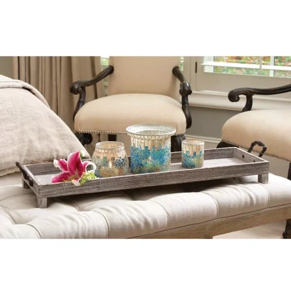 Titan Lighting Ashwood 33 in. Decorative Rustic and Ashwood Serving Tray with Handles