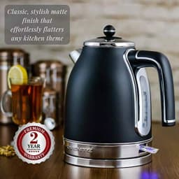 Ovente KS777 1.7L Black Stainless Steel Electric Kettle, 1500W Fast Boil with Auto Shut-Off thumbnail 7