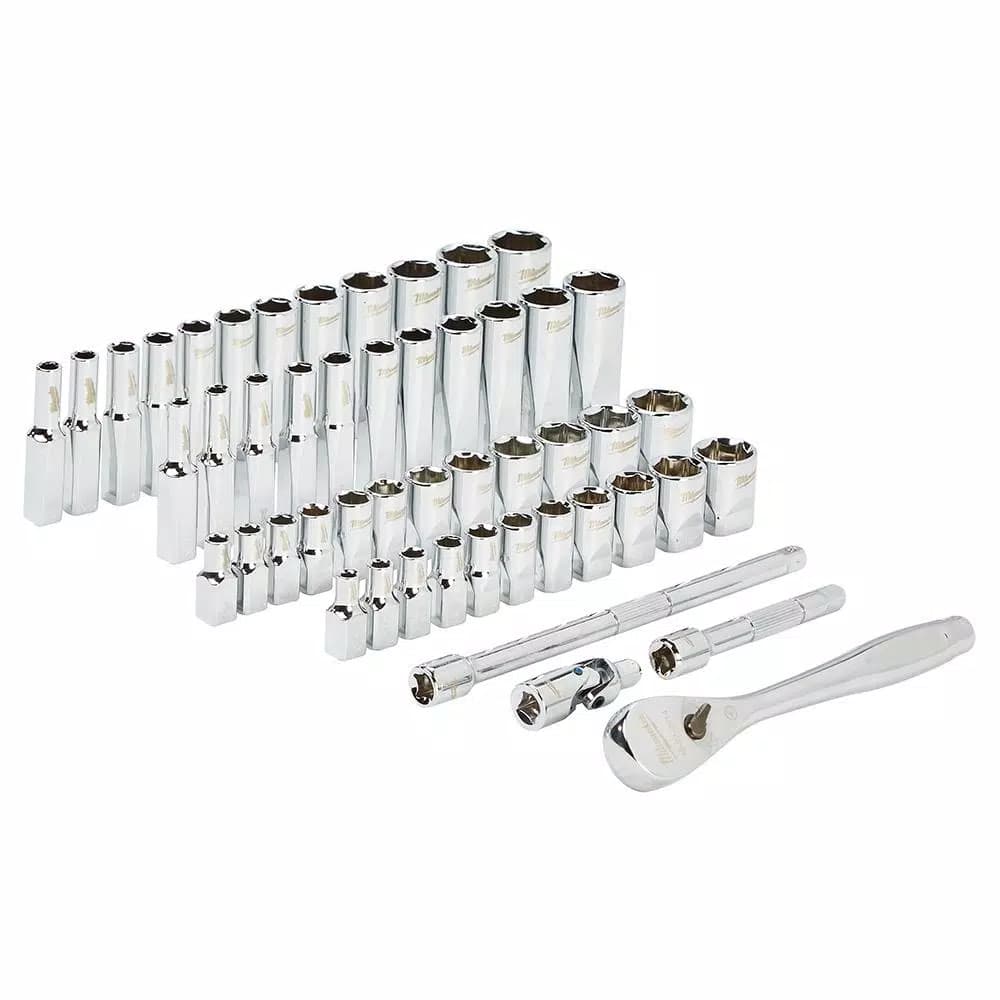 Milwaukee 50-Piece 1/4 in. Drive SAE/Metric Ratchet and Socket Set