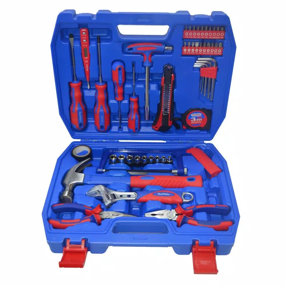 Best Value 49-Piece Homeowners Tool Kit Set with Blow Mold Case and Chrome Plated Finish