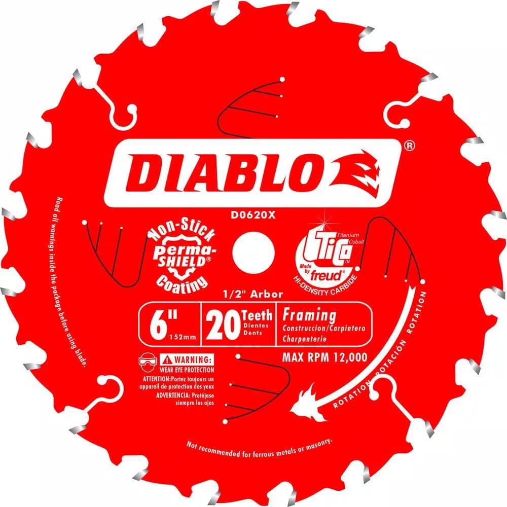 Diablo 6 in. x 20-Tooth Saw Boss Framing Saw Blade, TiCo Carbide