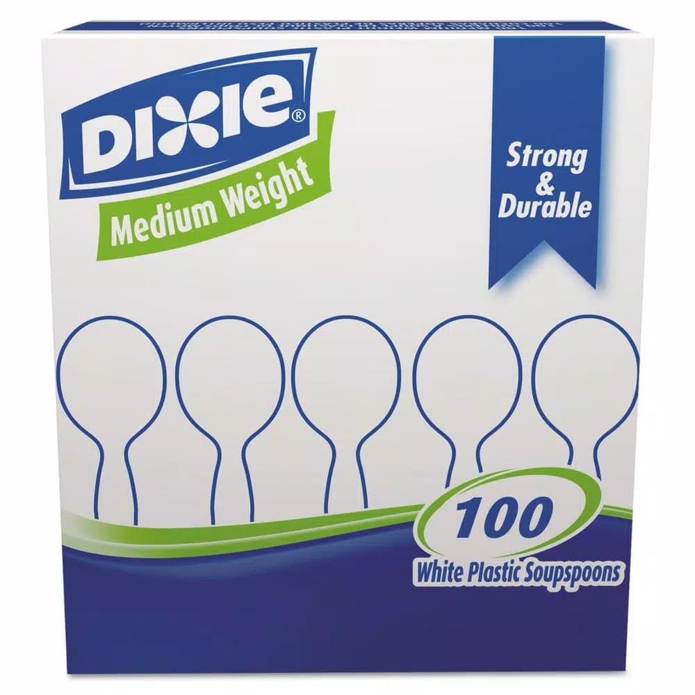 DIXIE White Polystyrene Soup Spoons, Heavy Mediumweight, 1000 Count Case