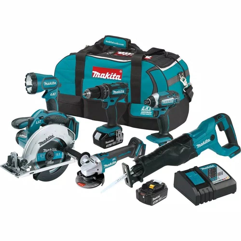 Makita 18V LXT Lithium-Ion Cordless 6-Piece Combo Kit with (2) 3.0Ah Batteries and Rapid Charger