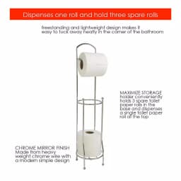 Home Basics Freestanding Chrome Toilet Paper Holder and Dispenser with 3-Roll Storage thumbnail 5