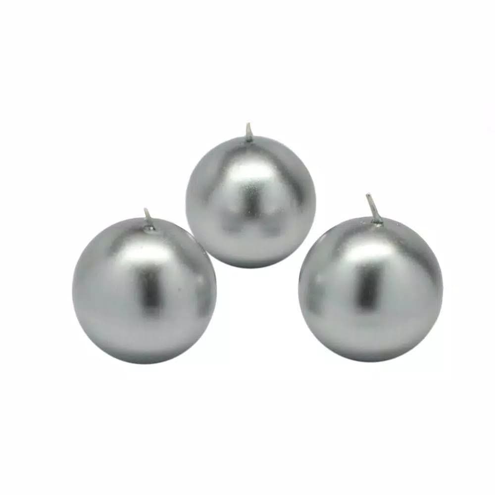 Zest Candle Biedermann and Sons 2 in. Metallic Silver Ball Candles, 12-Pack