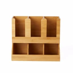 Mind Reader 6-Compartment Bamboo Coffee Condiment and Cup Organizer - Brown thumbnail 4