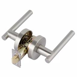 Toledo Fine Locks Italica Satin Nickel Privacy Lever Set for Bed/Bath Doors thumbnail 1