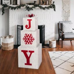 Glitzhome 31.89 in. Wooden Block Wording Porch Sign - JOY Festive Holiday Decor thumbnail 6