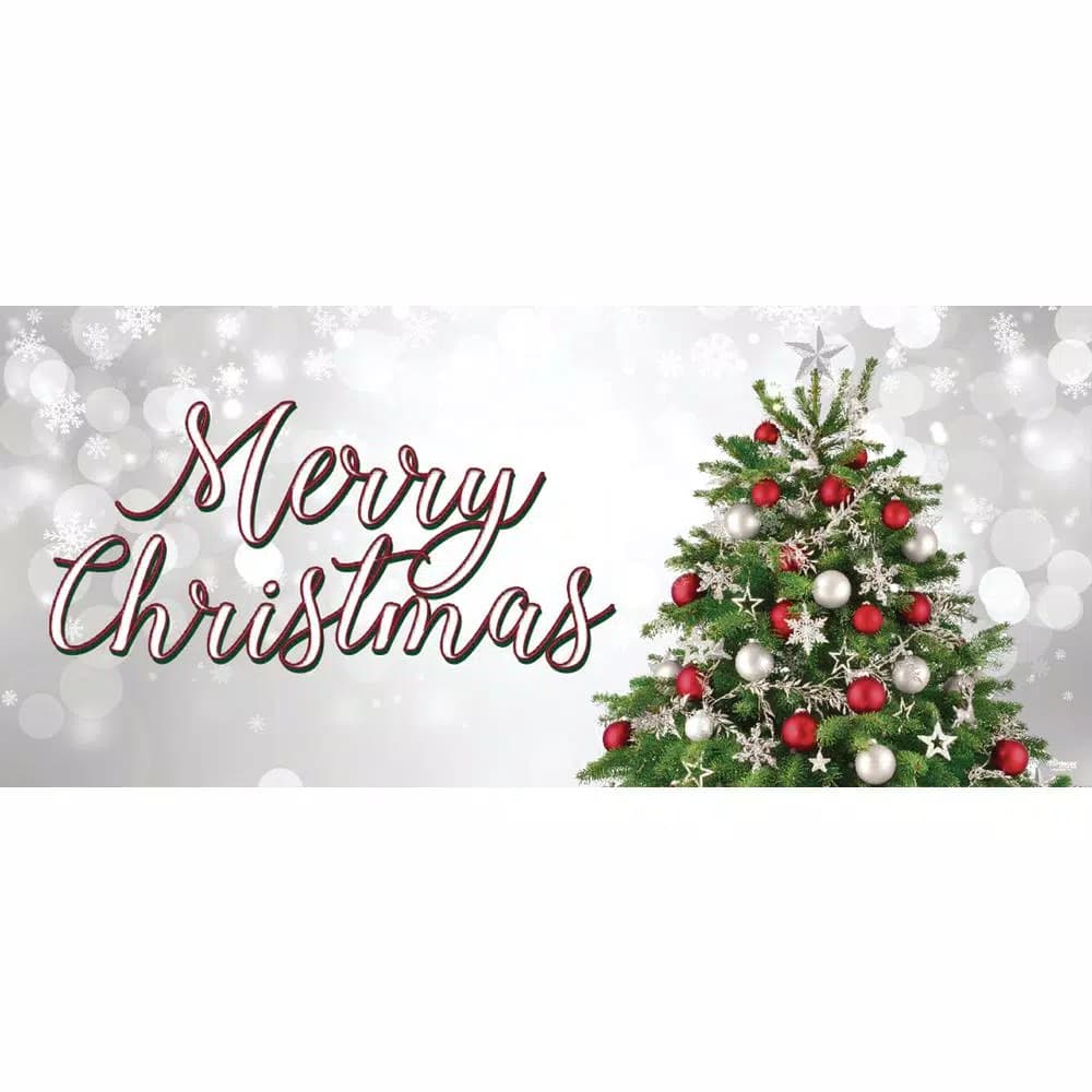 My Door Decor 7 ft. x 16 ft. Merry Christmas Tree Garage Door Banner Mural