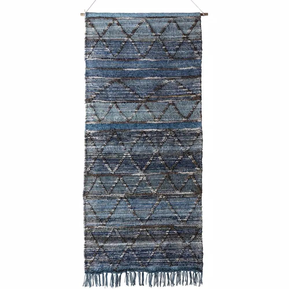 Artistic Weavers Obelu Blue Tapestry Wall Hanging - 30 in. x 60 in. Hand Woven Bohemian Decor