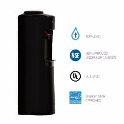 Brio Top Loading Water Cooler Dispenser - Hot and Cold Water, Black with Stainless Steel Reservoirs thumbnail 3