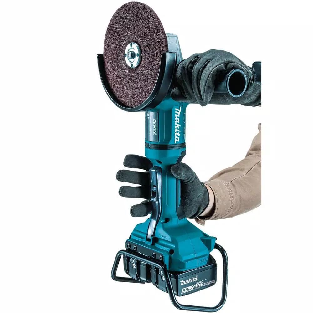 Makita 18V X2 LXT Brushless 7 in. Angle Grinder Kit w/ 5.0 Ah Batteries, Charger, Dust Shroud & Diamond Wheel