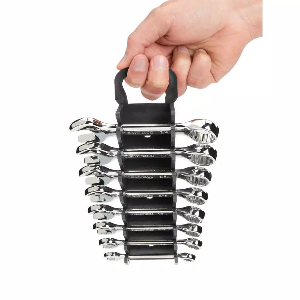 TEKTON 8-Tool Store-and-Go Stubby Wrench Keeper, Low Profile Toolbox Organizer, Black