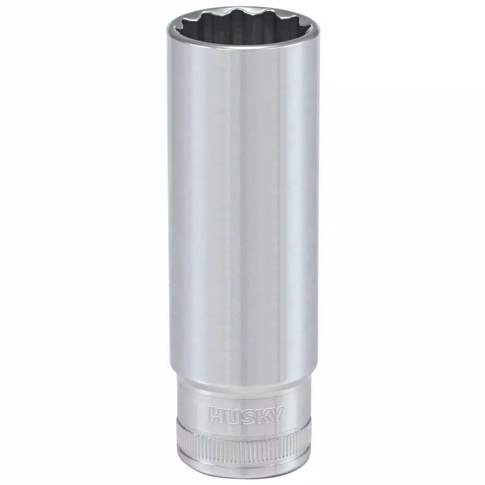 Husky 17 mm 12-Point Metric Deep Socket, 1/2 in. Drive
