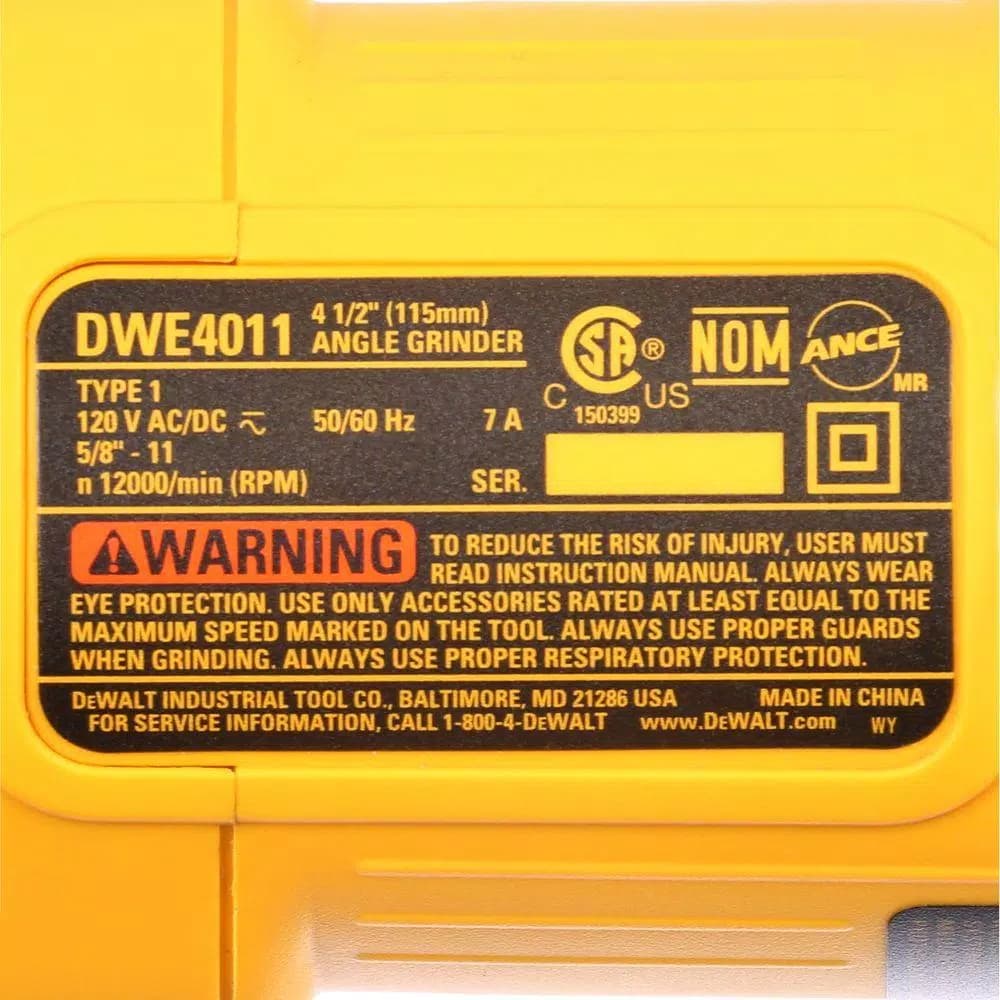 DEWALT 7 Amp 4-1/2 in. Small Angle Grinder with One-Touch Guard
