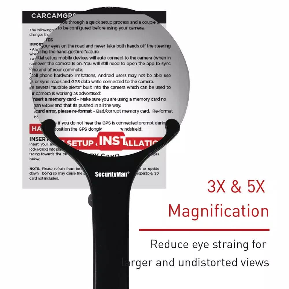 SecurityMan Handheld Magnifying Glass with 2 LED Lights - 3X/5X Dual Lens Illuminated Magnifier