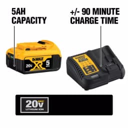 DEWALT 20V MAX XR 5.0Ah Lithium-Ion Battery, Charger, and Kit Bag Set thumbnail 3