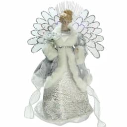 Northlight 13.5 in. Fiber Optic Angel Christmas Tree Topper - Silver Gray & White thumbnail 1
