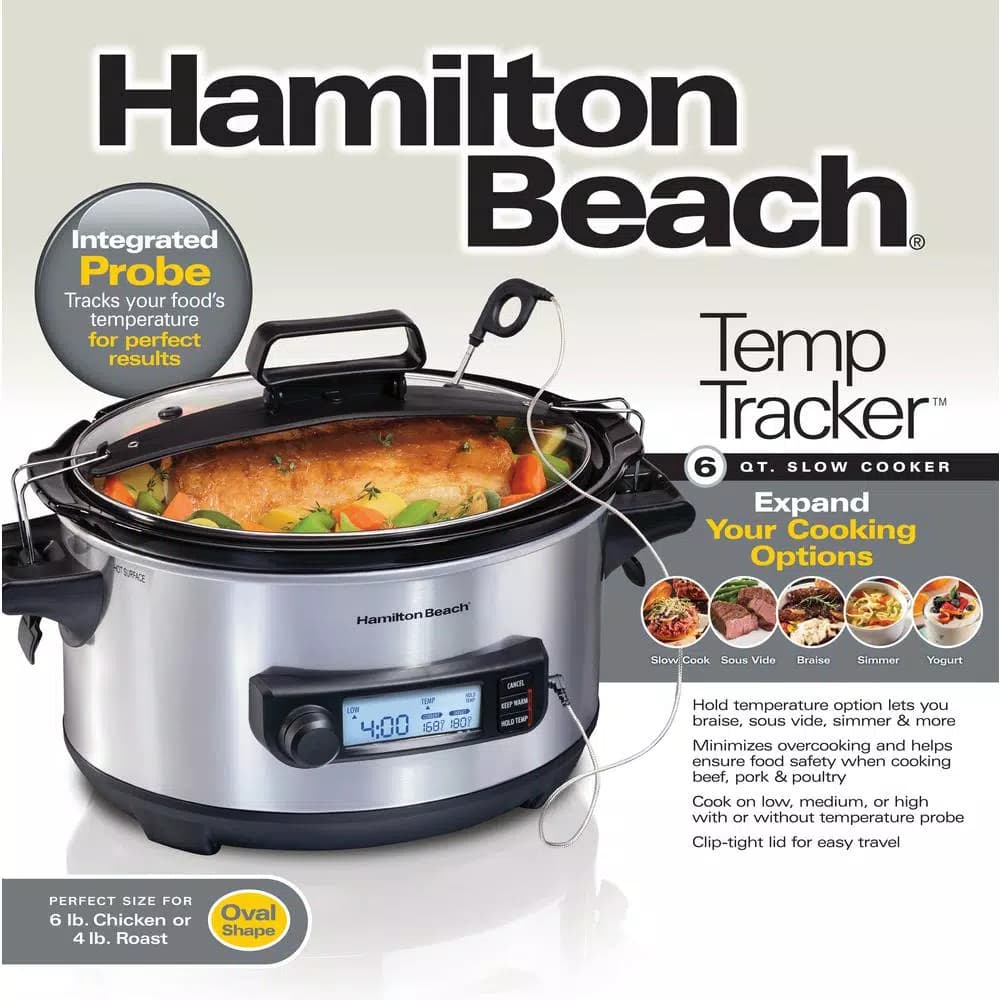 Hamilton Beach 6 Qt. Stainless Steel Slow Cooker with Advanced Temp Tracker