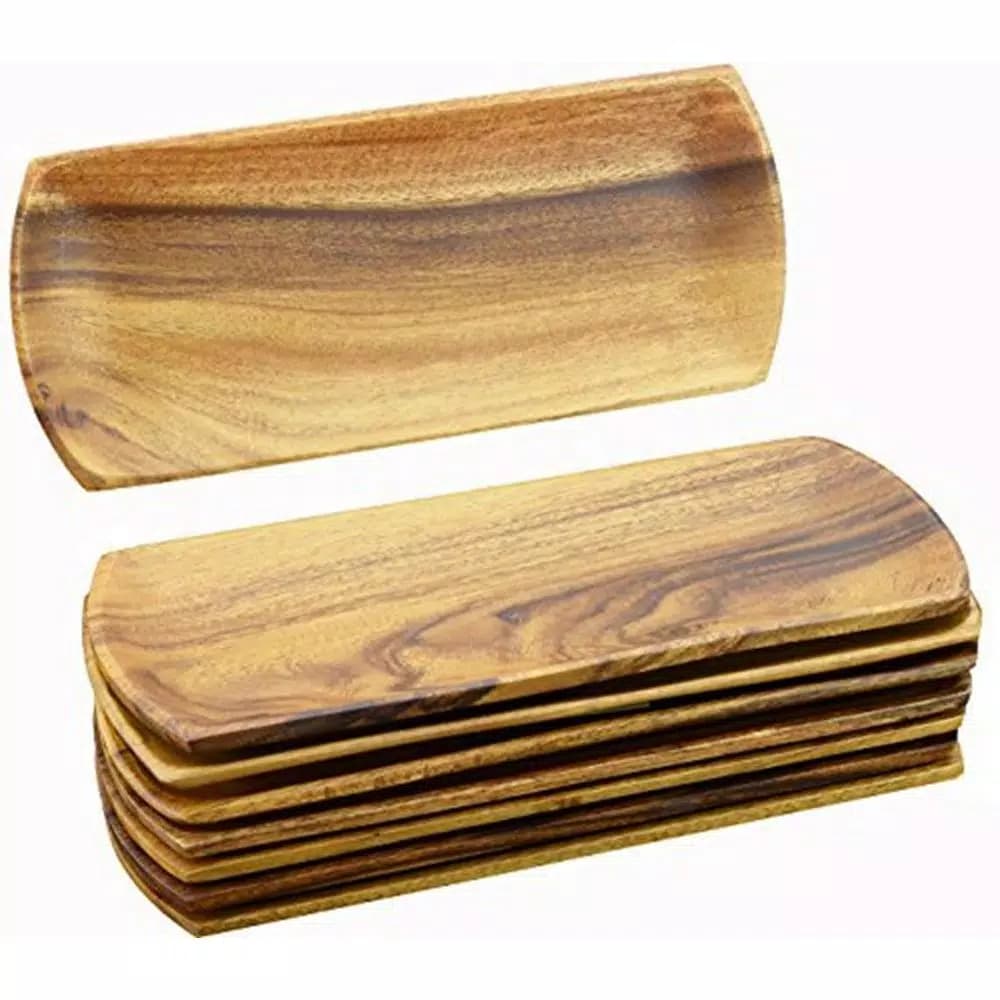 Acaciaware 6-Piece Handcrafted Acacia Wood Oval Serving Tray Set
